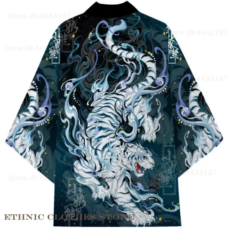 Oversize 3XL 4XL 5XL Japanese Kimono Cardigan Traditional Men's Samurai Cosplay Costume Chinese Style Print Dragon Yukata Haori TAVEN System LLC