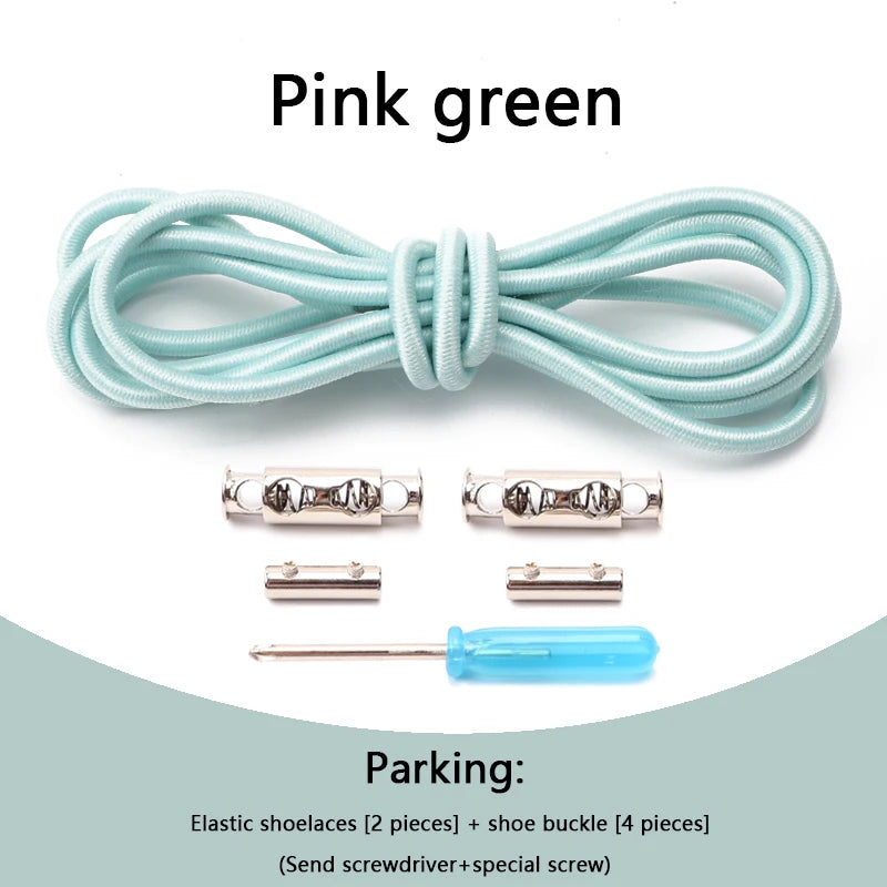 1 Pair No tie Shoelaces For Sneakers Elastic Shoelace Metal Spring Lock Man And Woman Shoe Accessories Lazy Shoe Laces 100cm TAVEN System LLC