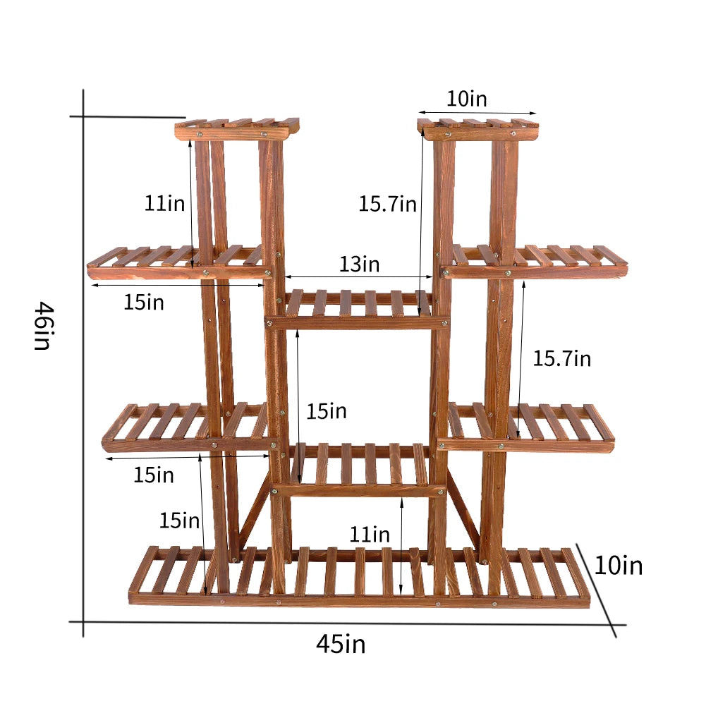 Wooden multi tier plant stand for indoor outdoor flower pots