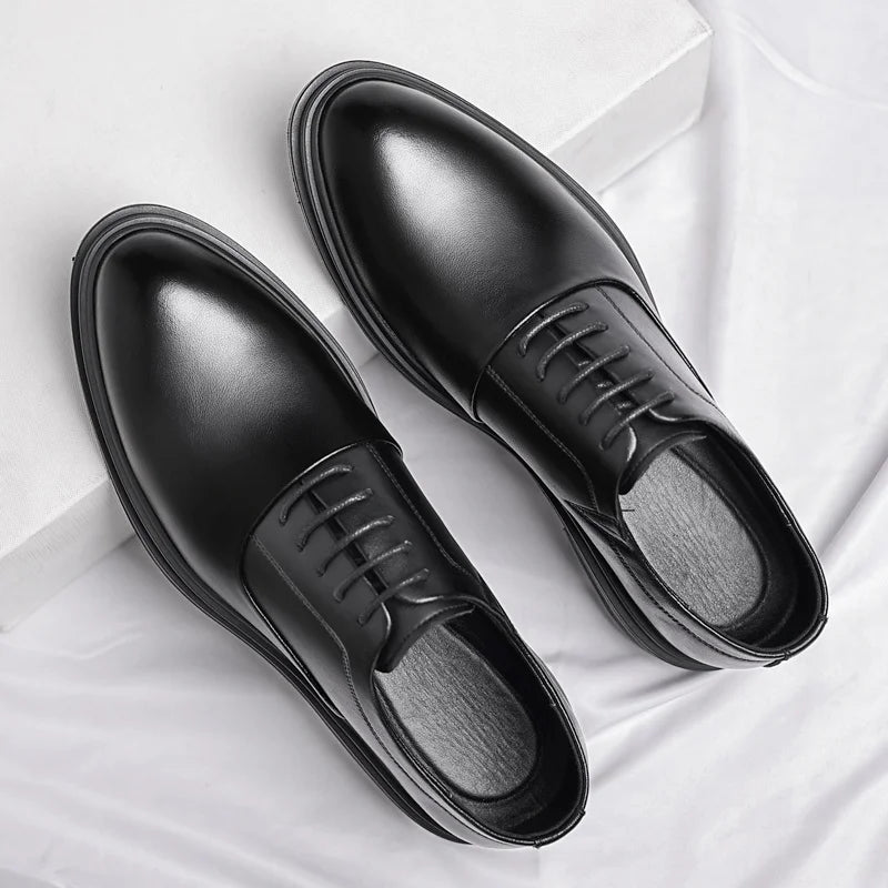 Business Men Oxford Leather  Elevator Shoes Lift Sole Man Height Increase  Insole 6CM  Office Daily Life British TAVEN System LLC