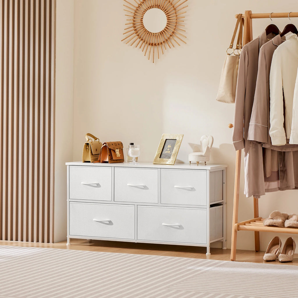 JHK white fabric dresser with 5/7/10 storage drawers for bedroom