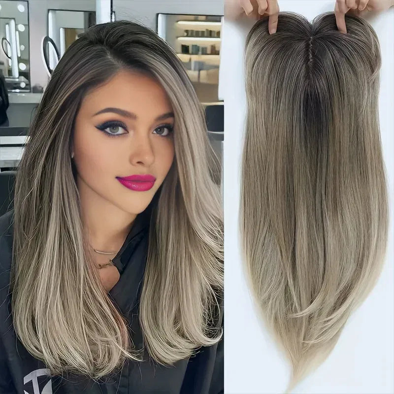 Color: #1, Stretched Length: 22inches - 22 inch top wig block hairpiece wig piece with clip ladies wig heat resistant fiber suitable for beginners daily wear Taven