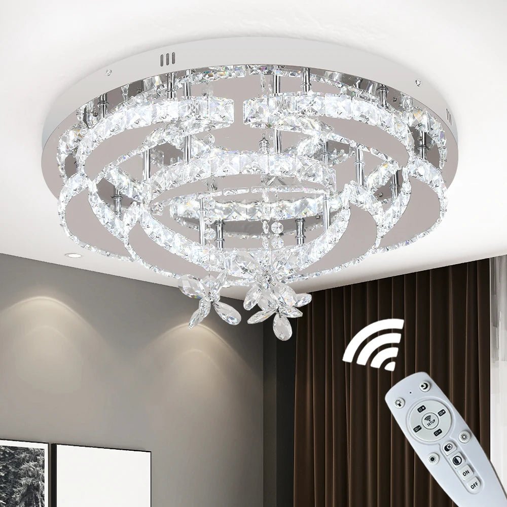Modern Chandelier Ceiling Lamp K9 Luxury Crystal Led Living Dining Room Decor Pendant Light RC Dimmable Luminaire Home Fixture TAVEN System LLC