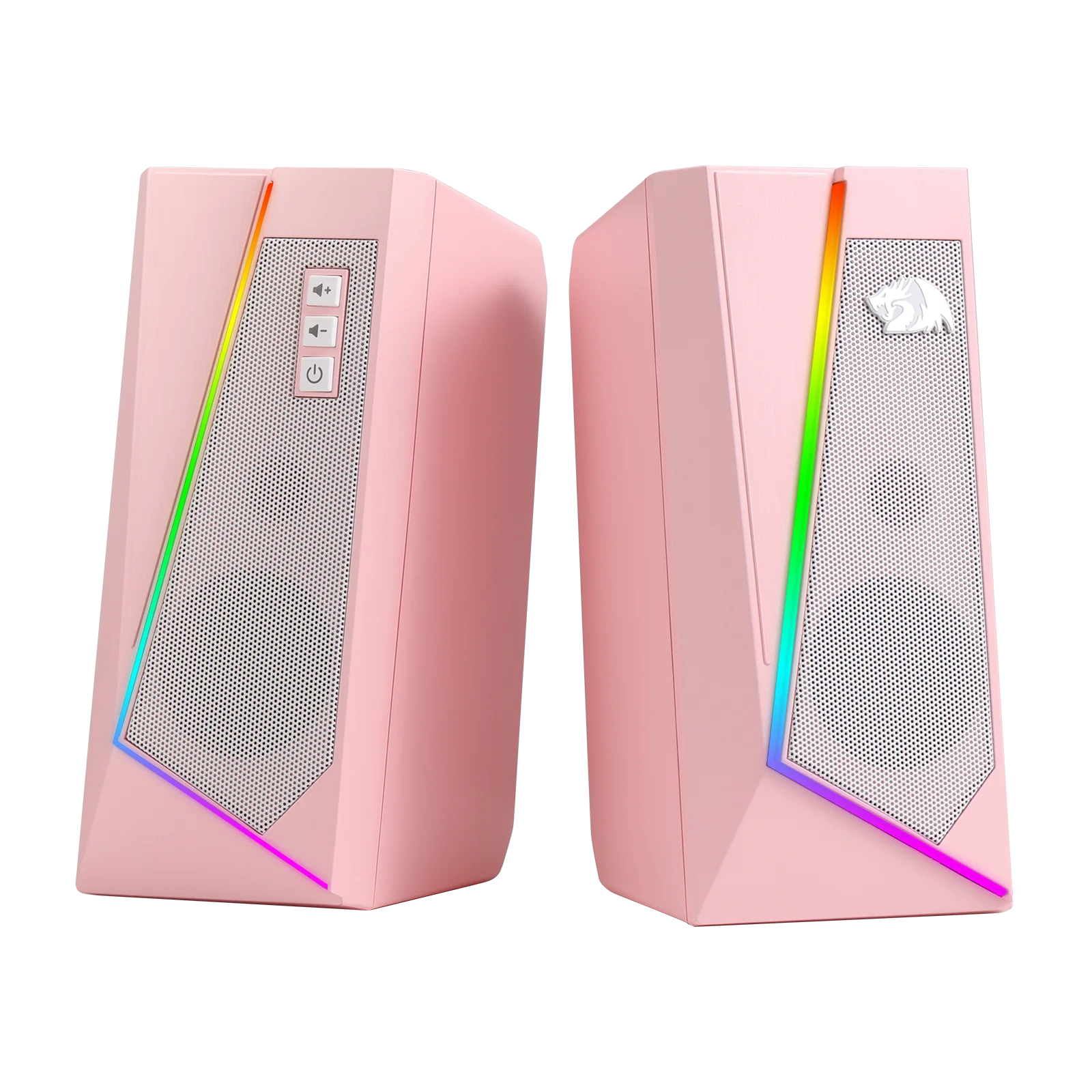 Redragon GS520 RGB Desktop Speakers, 2.0 Channel PC Stereo Speaker with 6 Colorful LED Modes, Enhanced Sound, White/Pink TAVEN System LLC