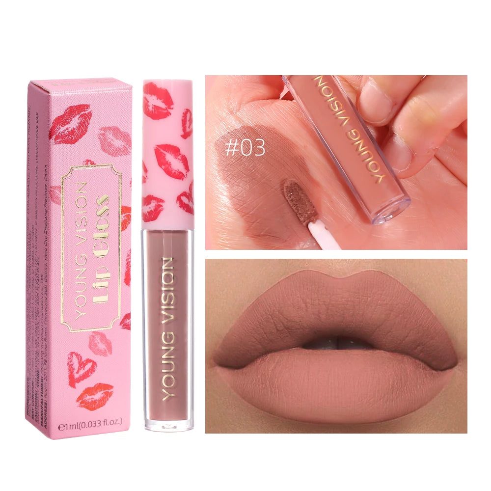 12 Color Matte Velvet Liquid Lip Gloss Long Lasting Non-Stick Cup Waterproof Intense Color Showing Lip Mud