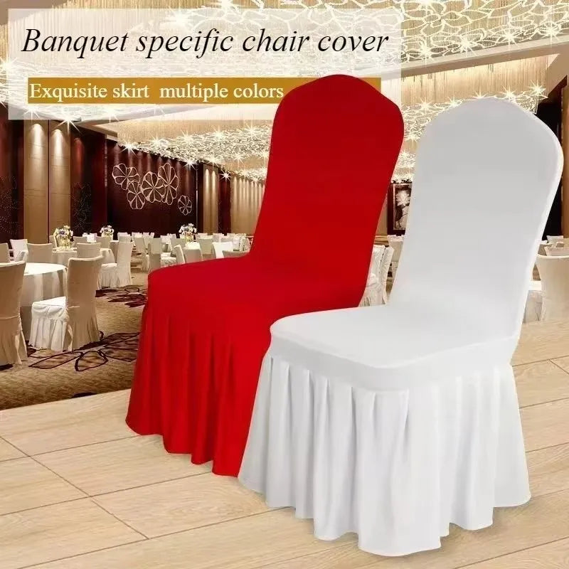 50/100pcs Pleated skirt Spandex Chair Cover Hotel Banquet Party Events Wedding Decoration Dining Room Seat Protector Covers TAVEN System LLC