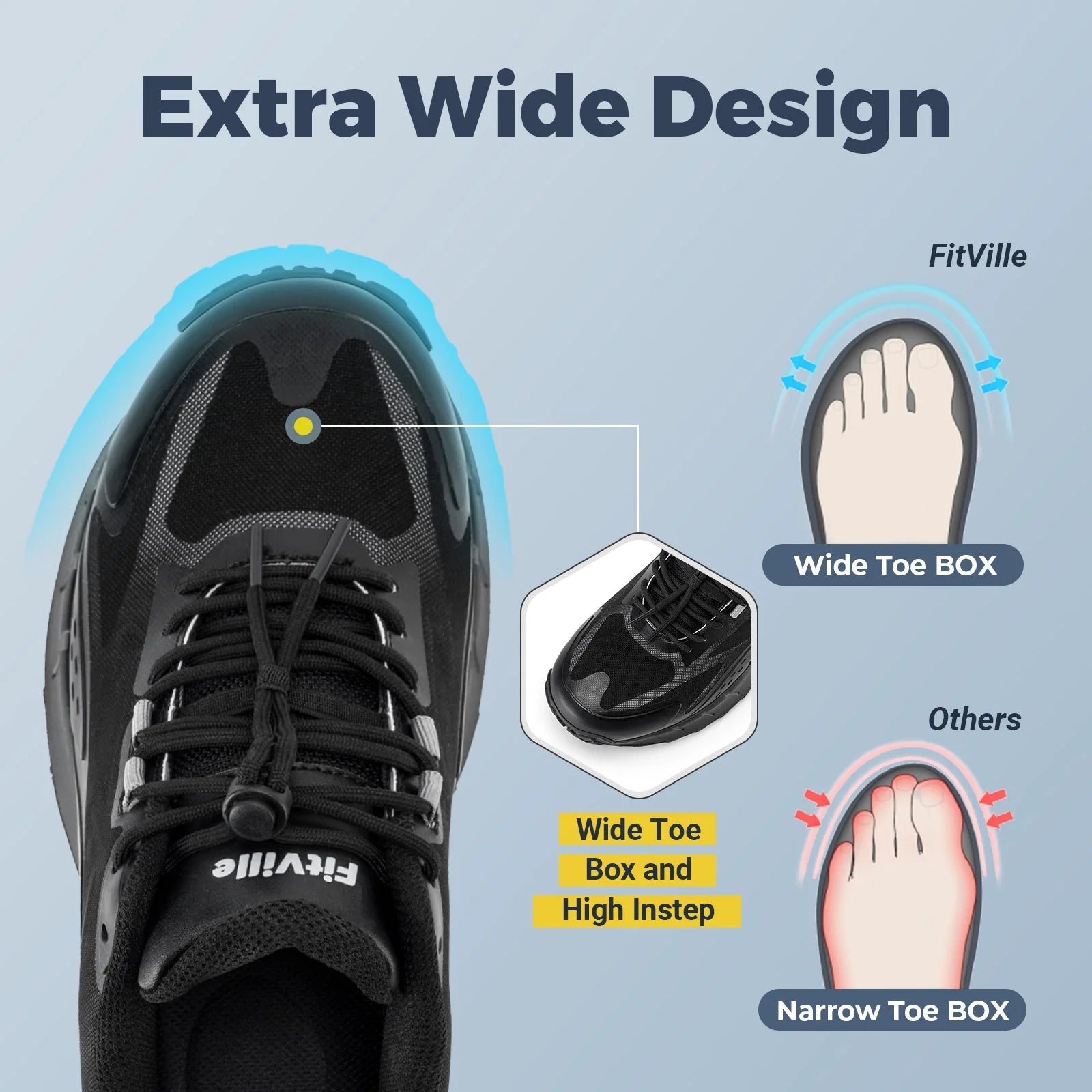 FitVille men's wide hiking shoes with arch support and grip sole