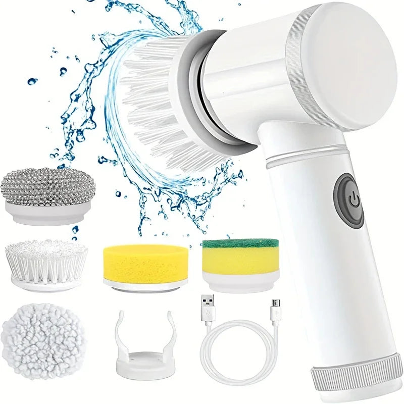 5-in-1 Electric Spin Scrubber Brush for Bathroom Tile Bathtub Sink, Power Scrubber with 5 Replaceable Brush Heads TAVEN System LLC