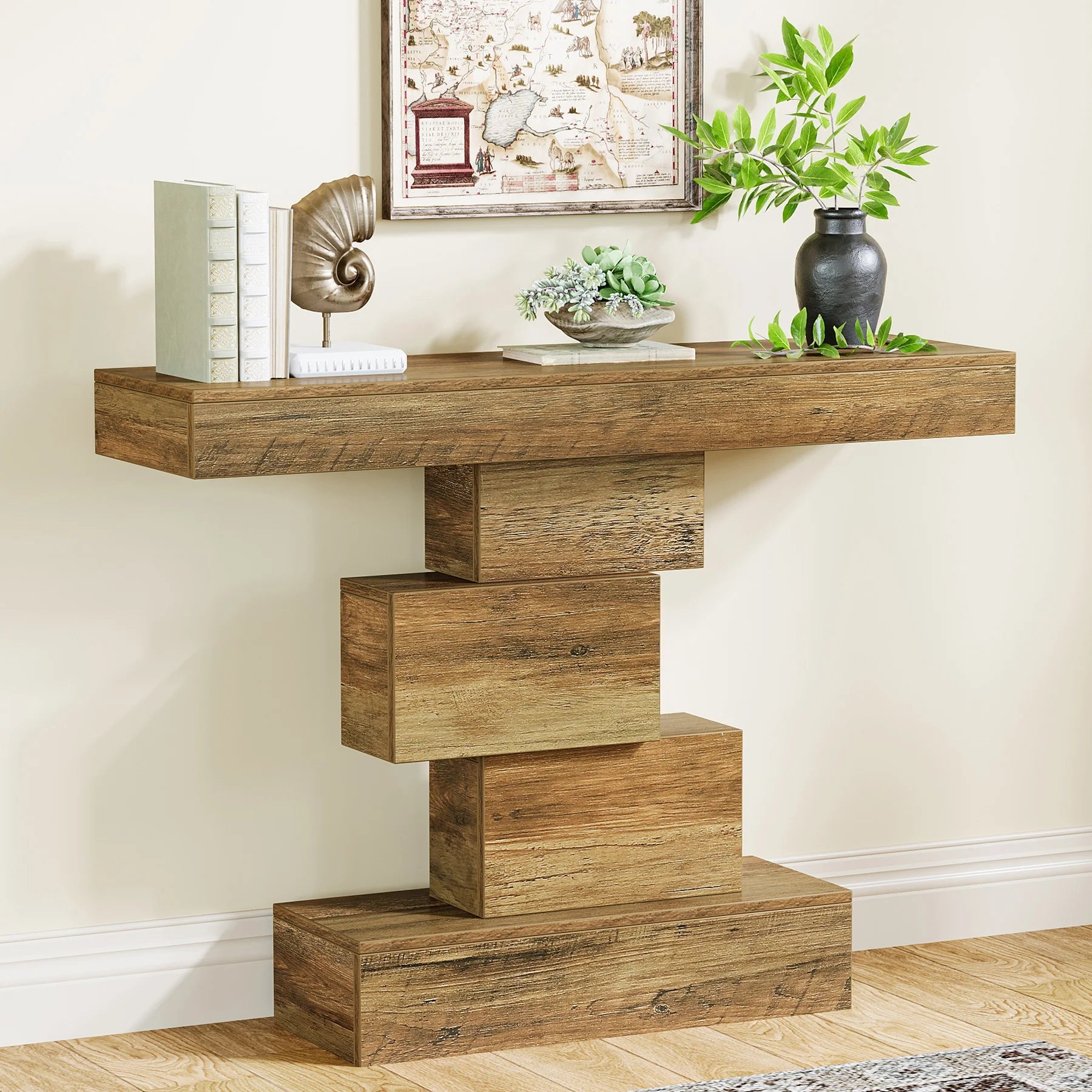 Tribesigns 42.5 Inch Farmhouse Console Table with Geometric Base TAVEN System LLC