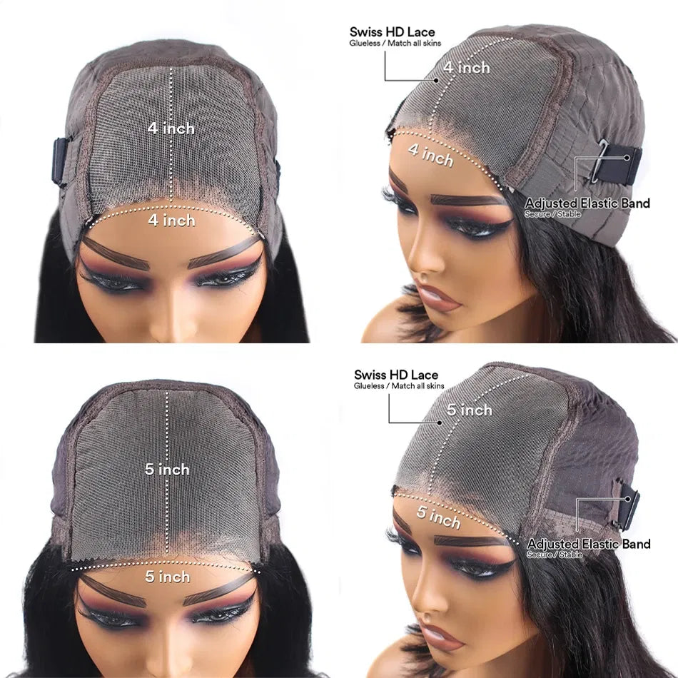 Stretched Length: 22INCHES, Hair Color: #12, Density: 200%, Ships From: CHINA - Glueless Wig Human Hair Ready To Wear Water Wave Lace Front Wig 4x4 5x5 Lace Closure Black Wig Curly HD Lace Frontal Human Hair Taven