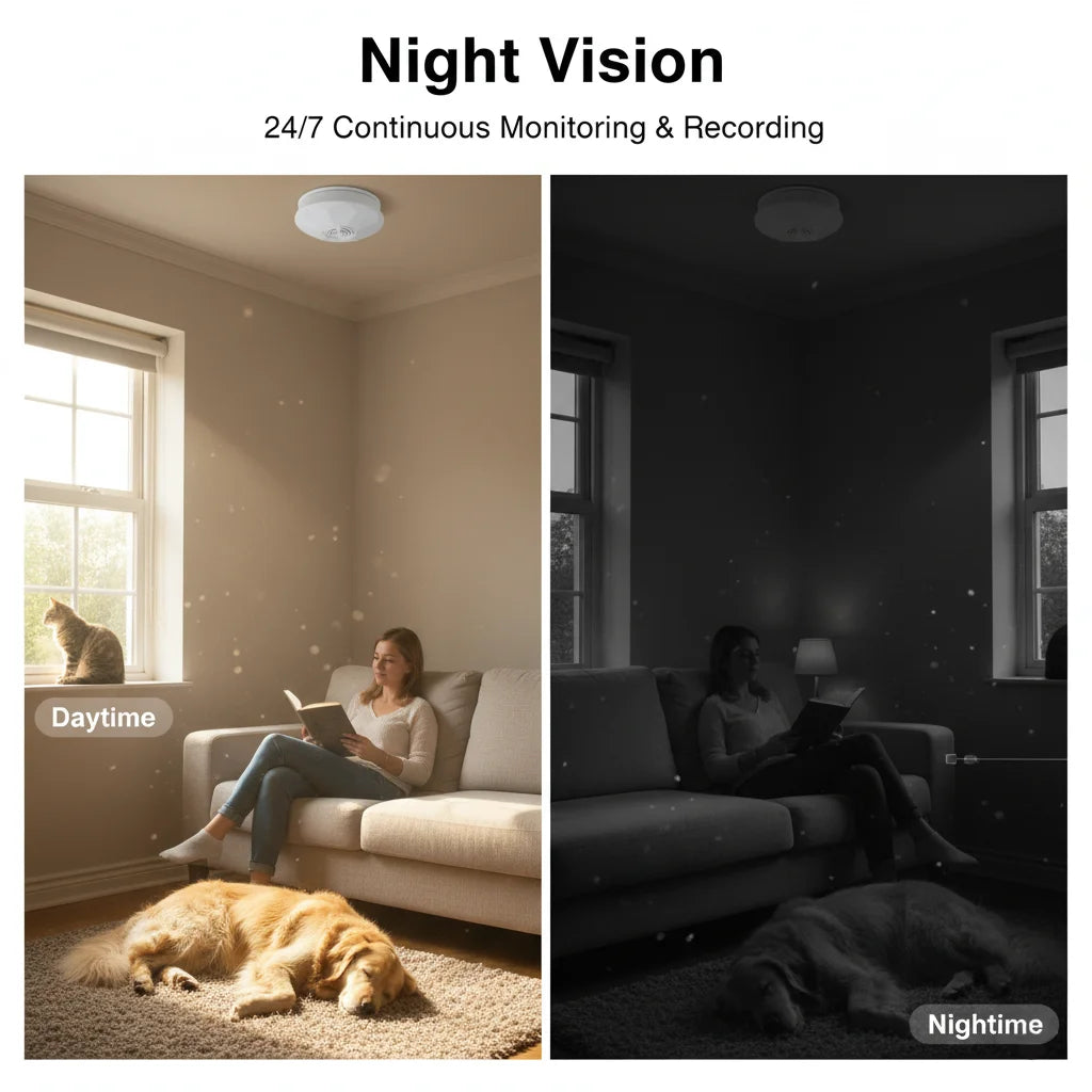 Mini Security Camera 1080P HD, WiFi Remote View, Motion Detection & Recording, Ceiling-Mounted for Home/Office/Hotel Indoor Use TAVEN System LLC