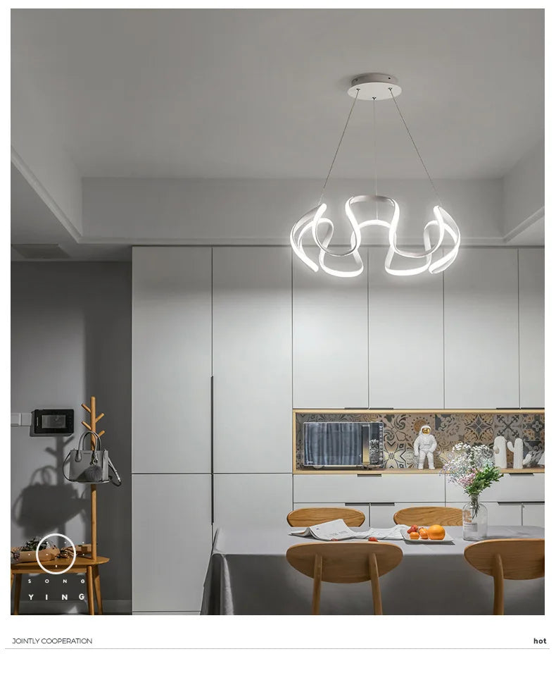 Modern Pendant Light Nordic Twisted Led Chandelier Ceiling Lamp Living Dining Room Chandelier  Corridor Personalized INS Fixture TAVEN System LLC