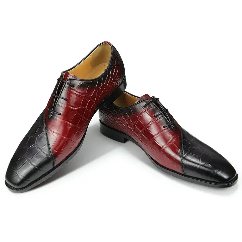 Fashion Men's Shoes New Oxford Red Black Mixed Color Zapatos De Hombre Genuine Leather Business Office Classic Leather Shoes Hot TAVEN System LLC
