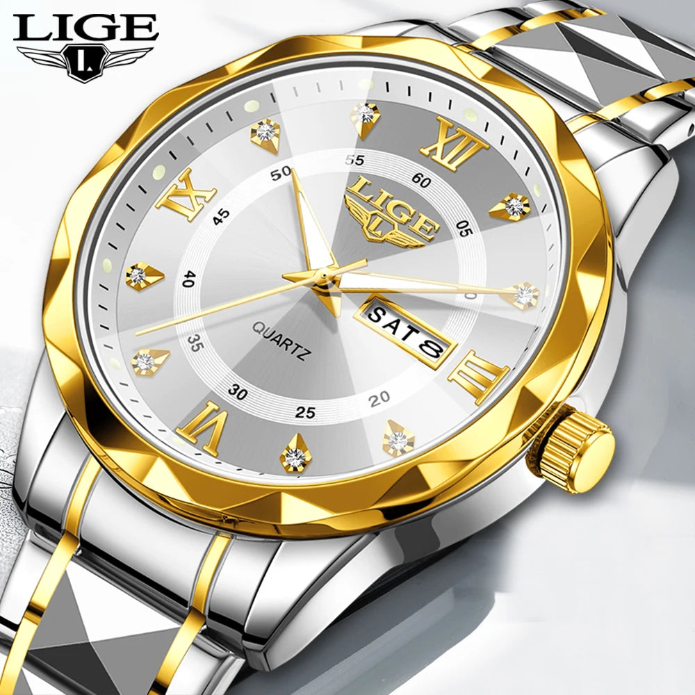 New LIGE Top Brand Luxury Man Wristwatch Waterproof Luminous Date Week Men Watches Stainless Steel Quartz Men's Watch Male reloj - TAVEN System LLC