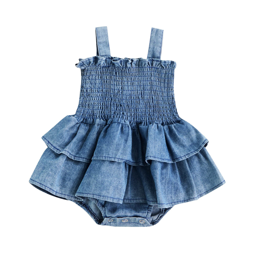Citgeett Summer Infant Baby Girl Bodysuit Sleeveless Suspender Ruffle Hem Bottom Snap Button Cute Jumpsuit Clothes TAVEN System LLC