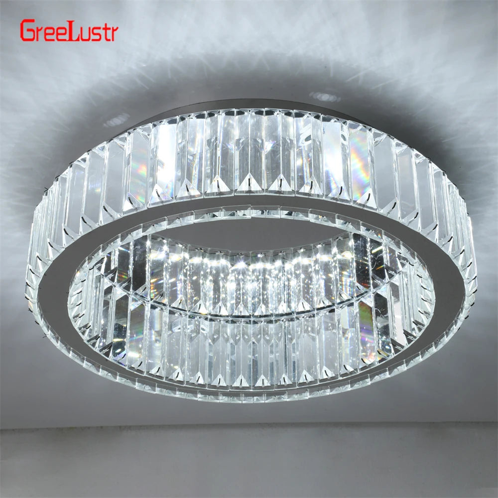 Modern Big Crystal Round Led Chandelier Dimmable Ceiling Light Fixture with Remote for Foyer Hall Bedroom Indoor Lights  Lustres TAVEN System LLC