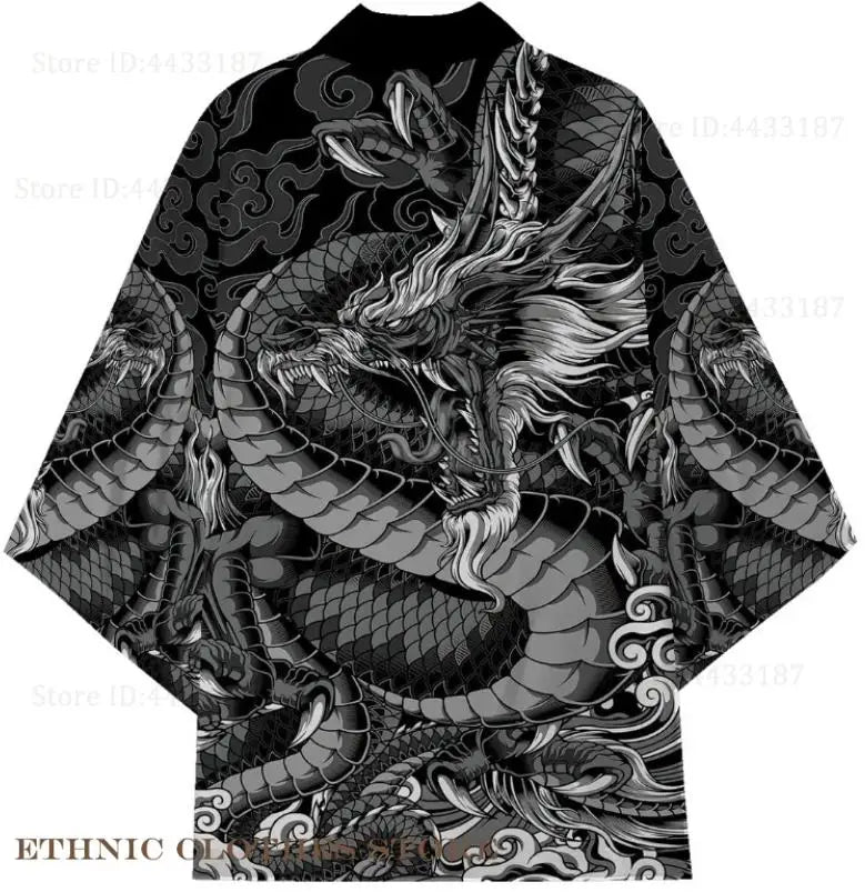 Oversize 3XL 4XL 5XL Japanese Kimono Cardigan Traditional Men's Samurai Cosplay Costume Chinese Style Print Dragon Yukata Haori TAVEN System LLC