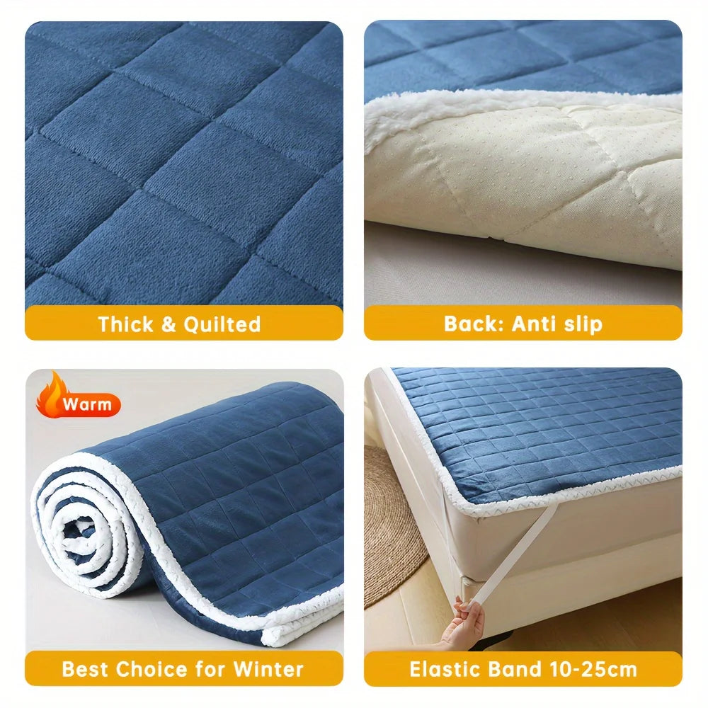Milk Velvet Mattress Pad Soft Breathable Bedding Protector Queen Size Comfortable Quilted Top Mattress Cover TAVEN System LLC