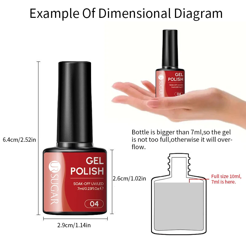 UR SUGAR 7ML Nail Gel Fresh Macaron 107 Colors All For Manicure Semi Permanent Soak Off LED UV Long-Lasting Nail Art Varnish TAVEN System LLC