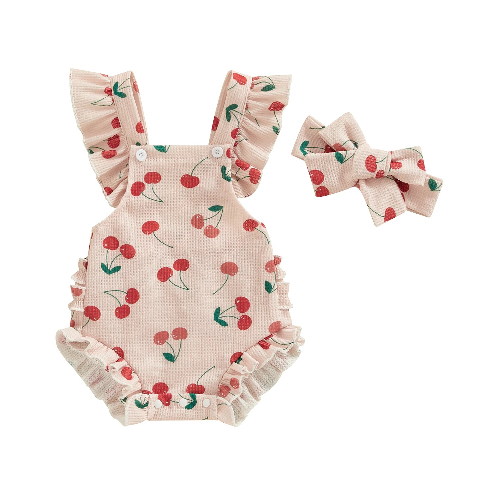 Baby Girl Floral Print Romper with Matching Headband Summer Set