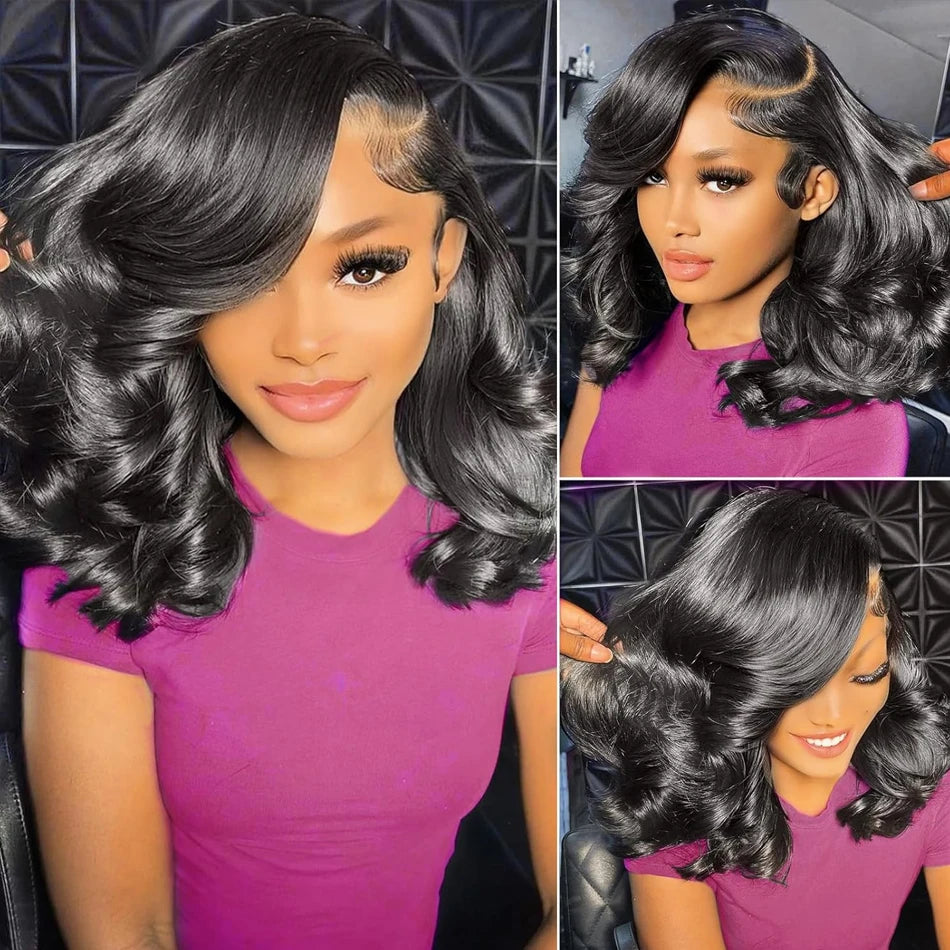 Loose wave bob human hair lace front wig
