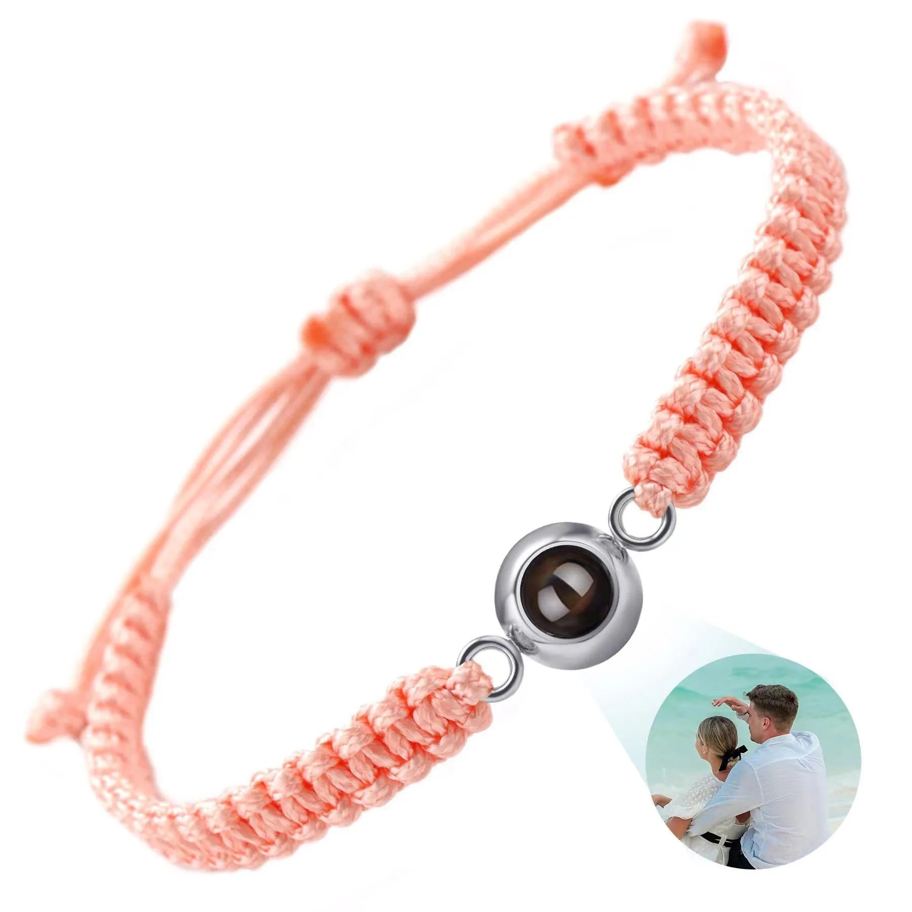 Custom Photo Projection Bracelet Adjustable Woven Titanium Steel Pendant DIY Picture Bracelet Jewelry Valentine's Day Gift TAVEN System LLC