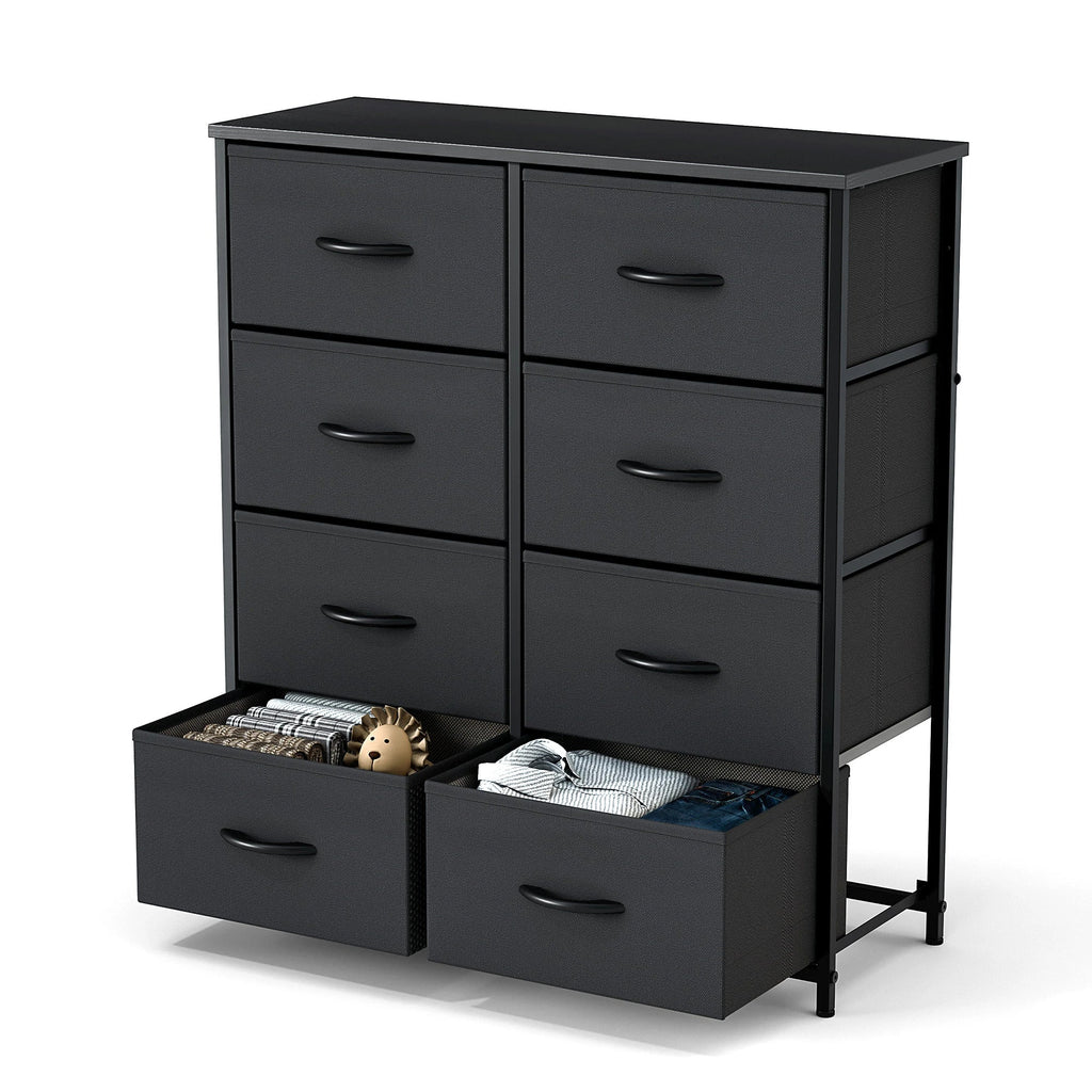 JHK 8 drawer children's fabric wardrobe storage cabinet white
