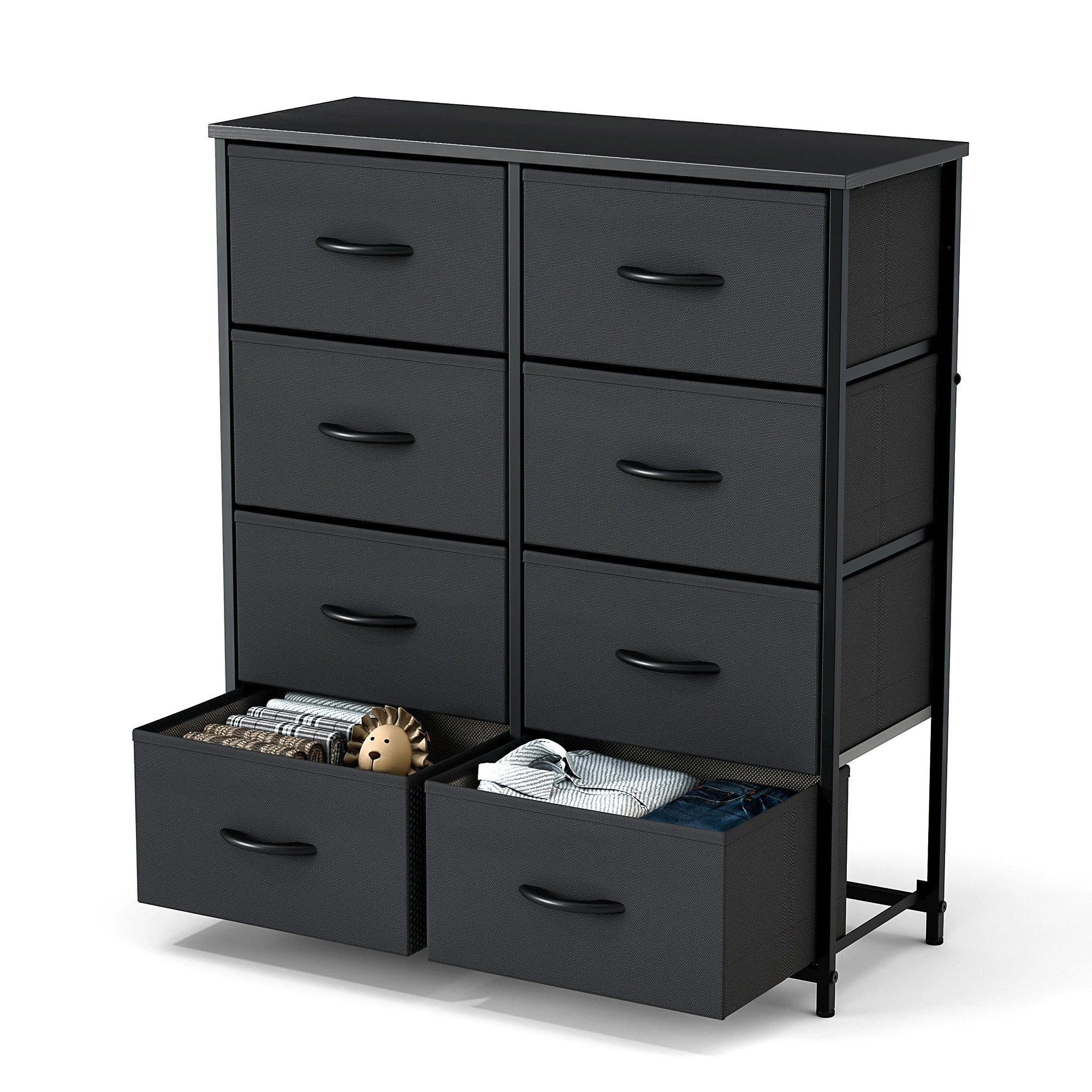 JHK 8 drawer children's fabric wardrobe storage cabinet white