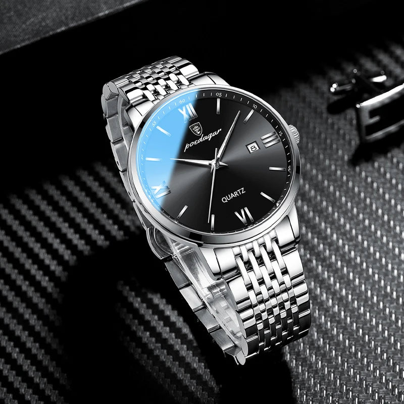 POEDAGAR Luxury Sports Men's Wristwatch Stainless Steel Waterproof Date Man Watch High Quality Casual Fashion Quartz Men Watches - TAVEN System LLC