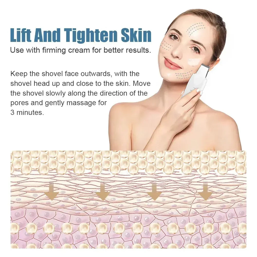 Deep Vibrate Skin Scrubber Facial Cleaner Shovel Spatula Not Ultrasonic Face ScrubberPeeling Blackhead Remover Facial Ma ssager TAVEN System LLC