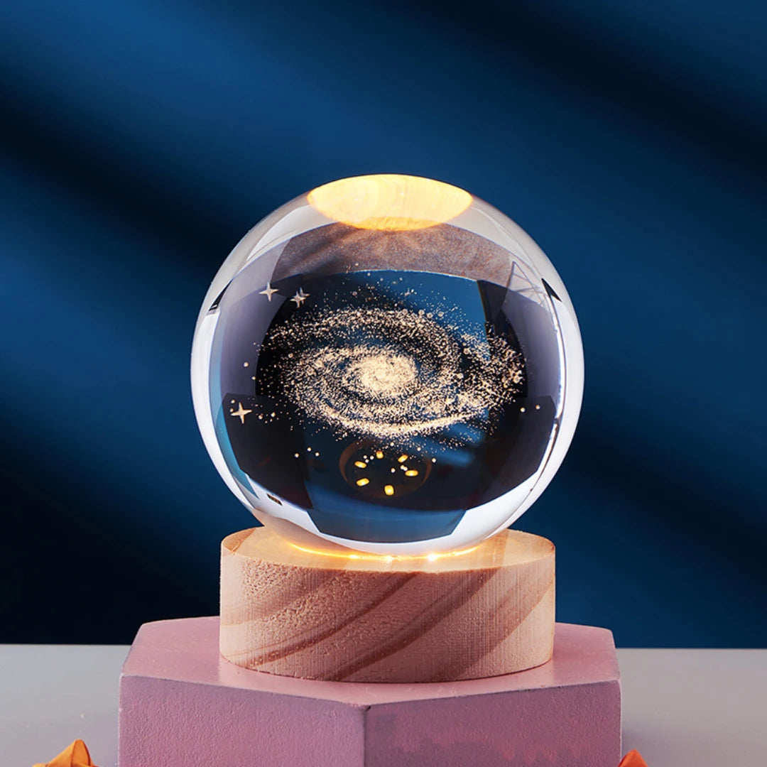 6cm 3D Crystal Ball Crystal Planet Night Light Laser Engraved Solar System Globe Astronomy Birthday Gift Home Desktop Decoration