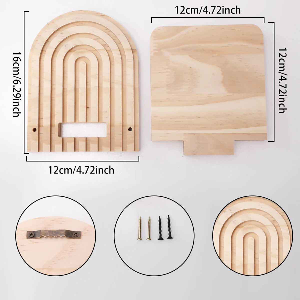 1Pc Boho Style Wooden Wall Shelves - Geometric Wall Mounted Shelves, Natural Wood Finish, Modern Home Decor, Plant Decorative TAVEN System LLC