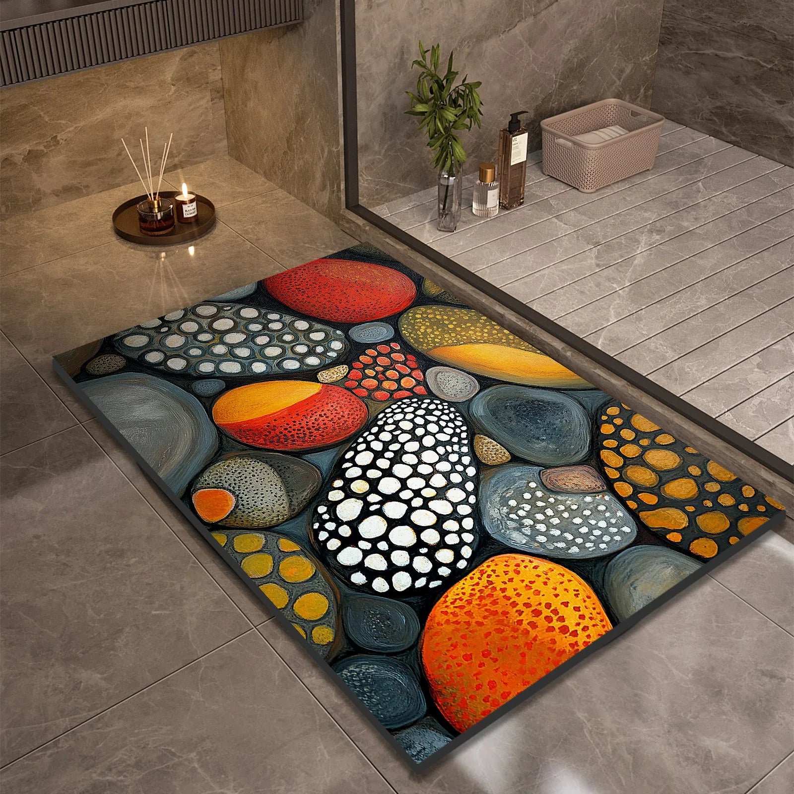 Stone Design Diatomite Bath Mat Bathroom Non-slip Shower Foot Mats Absorbent Quick Dry Toilet Rugs Carpet Doormat Washable TAVEN System LLC