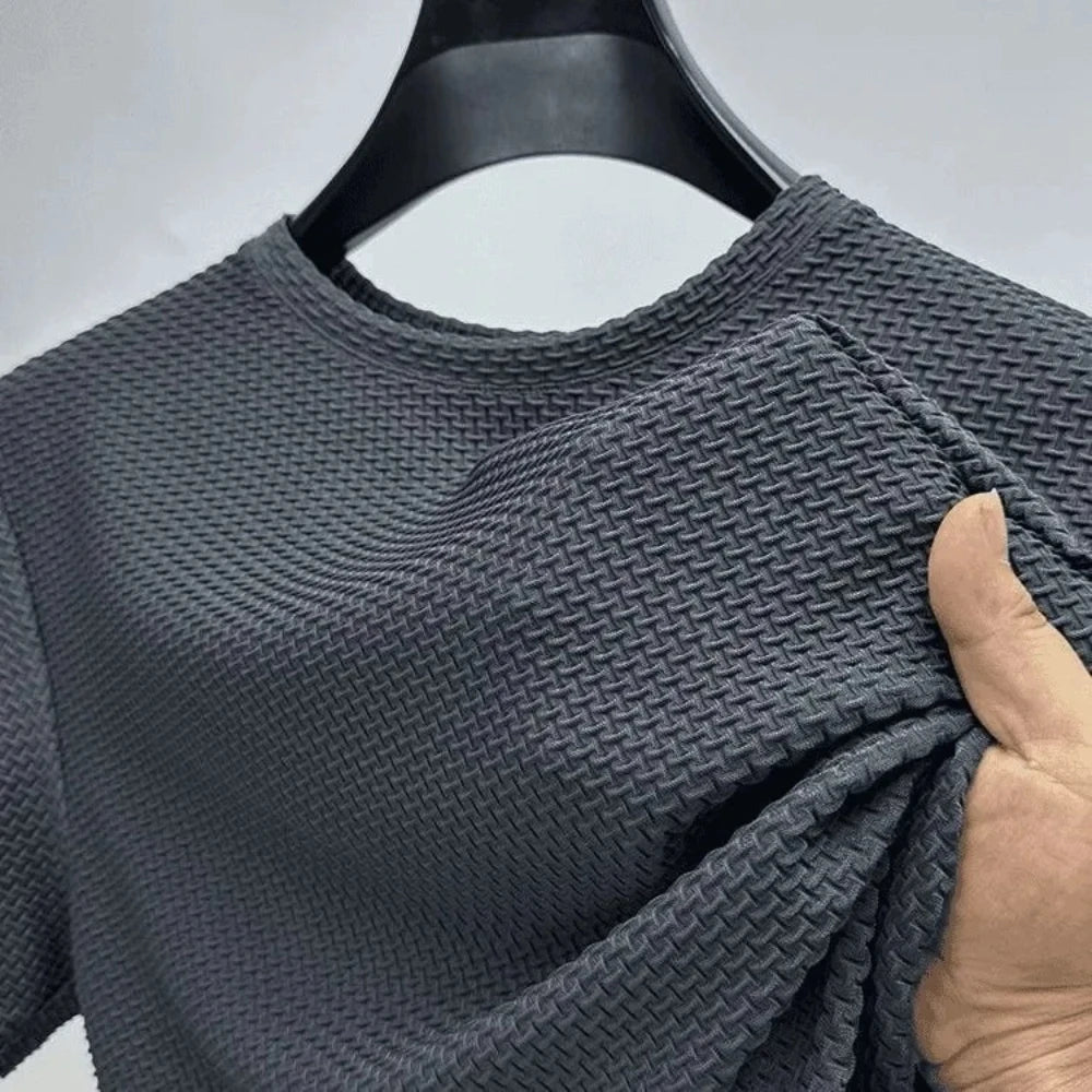 Men's Ice Silk Bamboo Mesh T-Shirt Slim Fit Breathable Summer Tee TAVEN System LLC