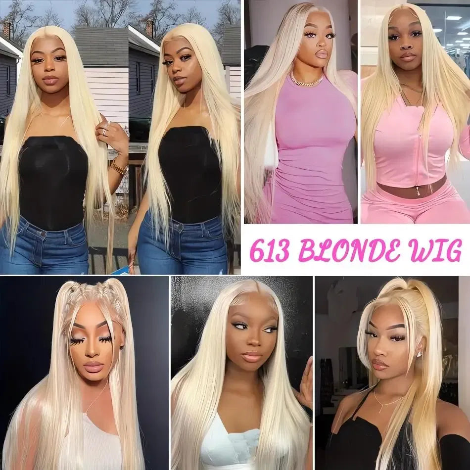 Color: #4, Ships From: CHINA, Stretched Length: 18inches, Density: 150% - Blonde Wig Straight 613 Hd Lace Frontal Wig 13X6 13X4 Transparent Brazilian Straight Lace Front Wigs 30 Inch 100% Human Hair Taven