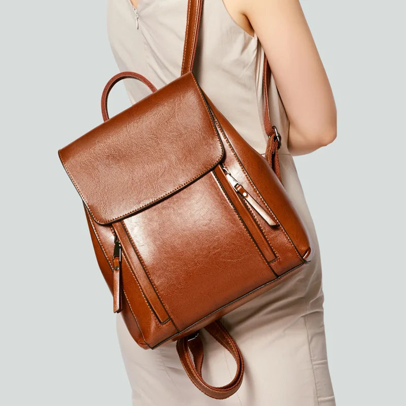 Women Genuine Leather Backpack Shoulder Bag Fashion Laptop Rucksack TAVEN System LLC