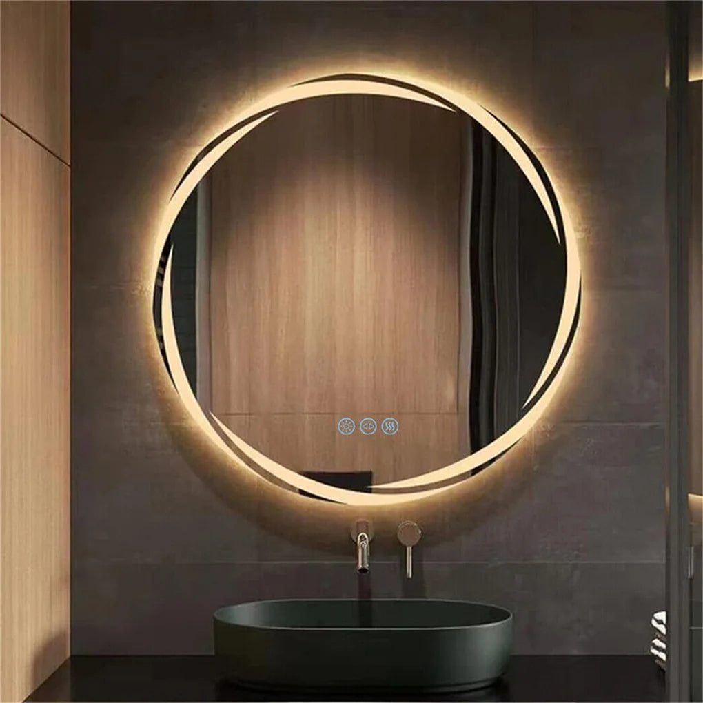 Anti-fog LED Bathroom Mirror Circle Backlit HD Wall Mounted Vanity Mirror Shatterproof 3 Colors Lights Adjust TAVEN System LLC