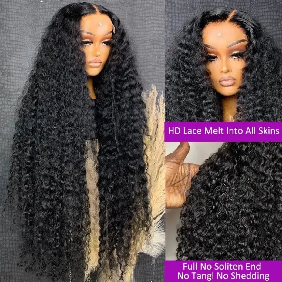 Color: #1B, Ships From: CHINA, Stretched Length: 32inches, Density: 150% - 13x4 13x6 Deep Wave HD Lace Front Wigs for Women Pre Plucked Brazilian 4x4 Lace Closure Human Hair Wig Curly Lace Frontal Wigs Taven