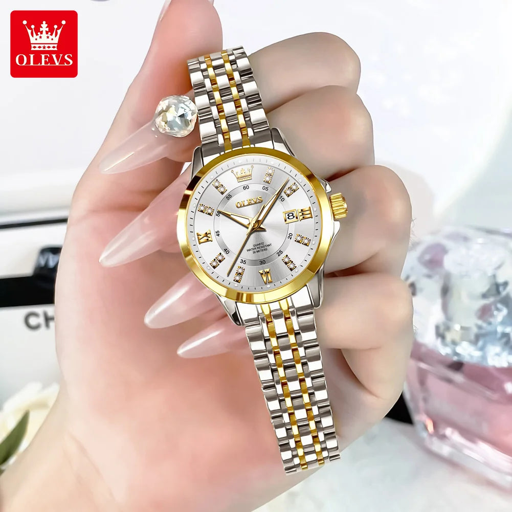 OLEVS 3620 Women Watch Luxury Brand Diamond Quartz Watch Fashion Automatic Calendar Waterproof Women Watch Bracelet Set Reloj TAVEN System LLC