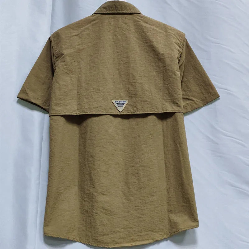 Men Short Sleeve Cargo Nylon Fishing Work Casual Shirt TAVEN System LLC