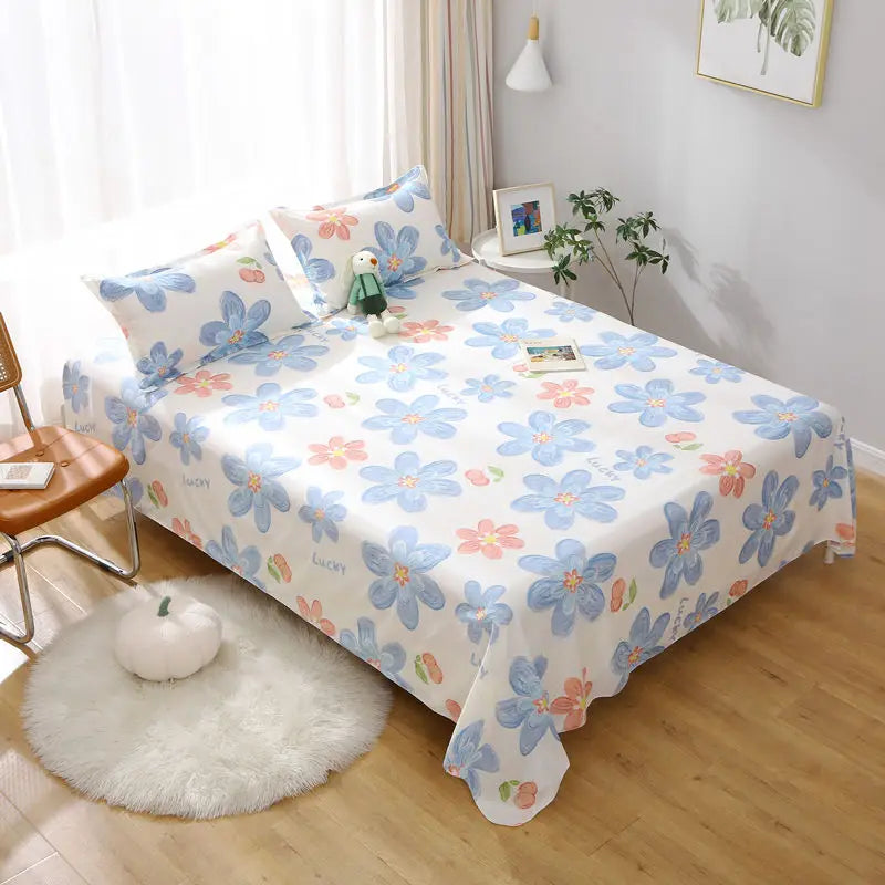 Queen Size Bed Sheet Single Soft Brushed Cotton Bedding Rustic Design All Seasons Breathable 1.6m Double Bed Sheet TAVEN System LLC