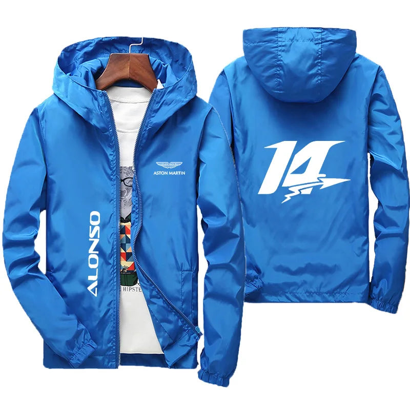 Aston Martin Racing Hooded Windbreaker Jacket Men Casual Zipper Coat