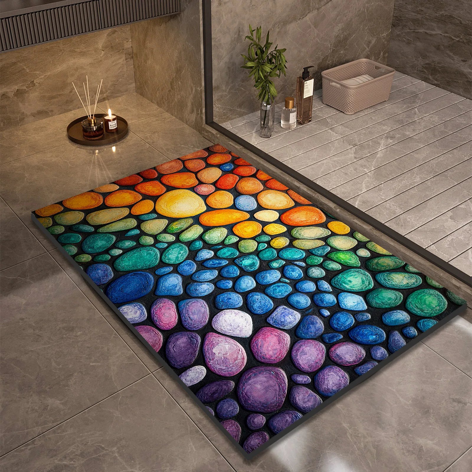 Stone Design Diatomite Bath Mat Bathroom Non-slip Shower Foot Mats Absorbent Quick Dry Toilet Rugs Carpet Doormat Washable TAVEN System LLC