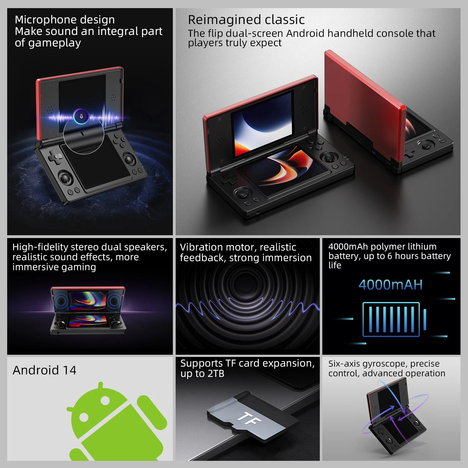 Anbernic RG DS Handheld Game Console 4" IPS Dual Screen Android 4000mAh Flip Video Games Player Supports RixelHK Wifi Streaming TAVEN System LLC
