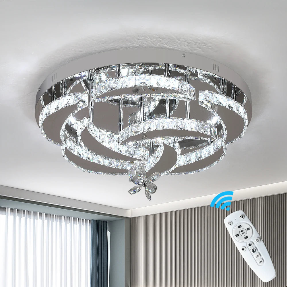 Modern Chandelier Ceiling Lamp K9 Luxury Crystal Led Living Dining Room Decor Pendant Light RC Dimmable Luminaire Home Fixture TAVEN System LLC