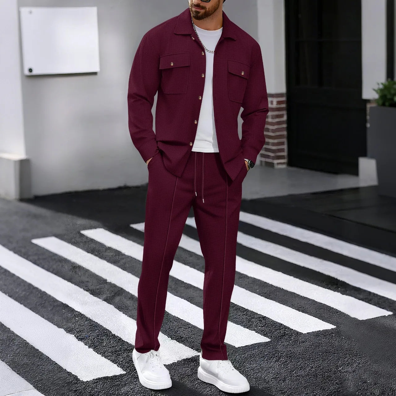 Tracksuit Set Long Sleeve Workwear Cardigan Pants TAVEN System LLC
