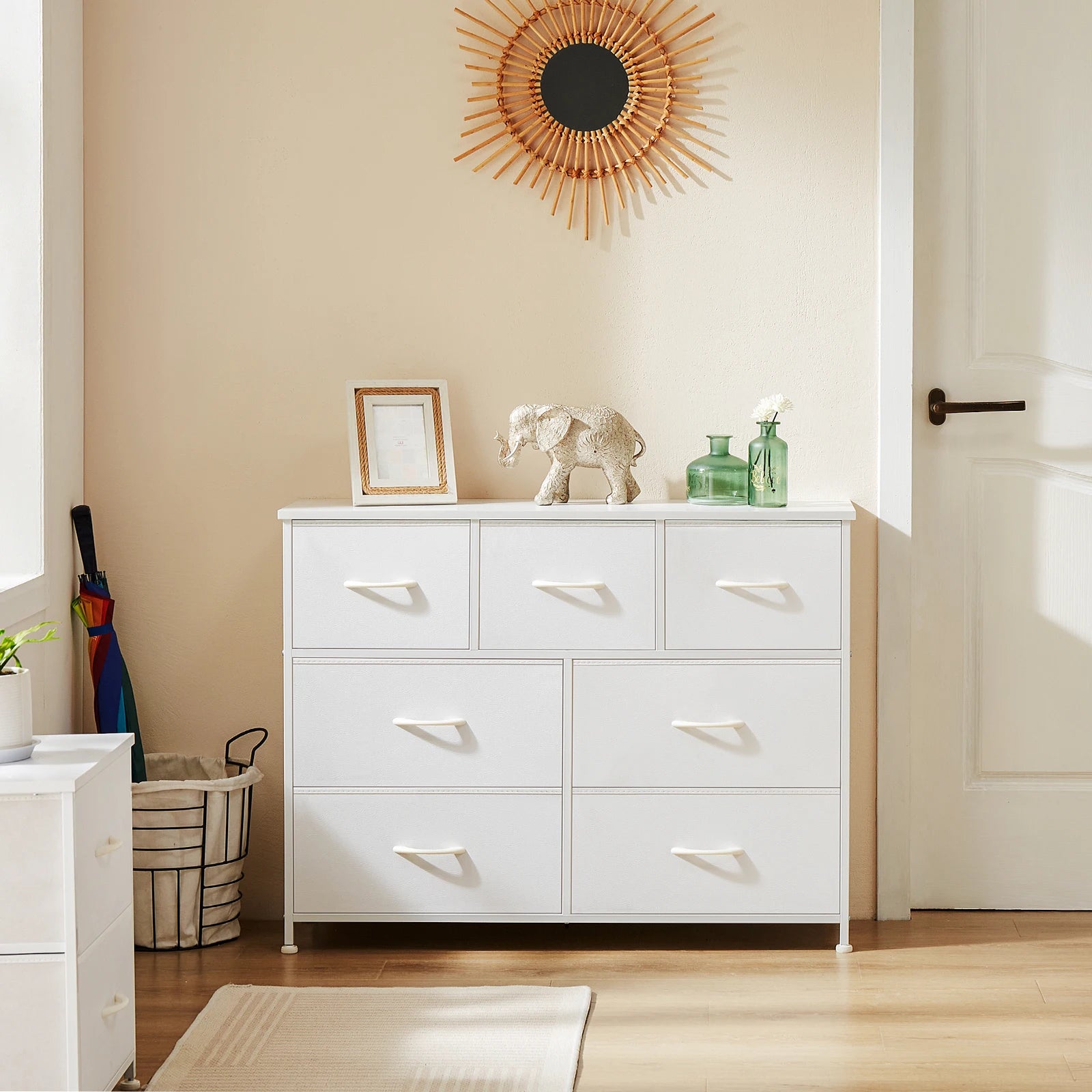 JHK white fabric dresser with 5/7/10 storage drawers for bedroom