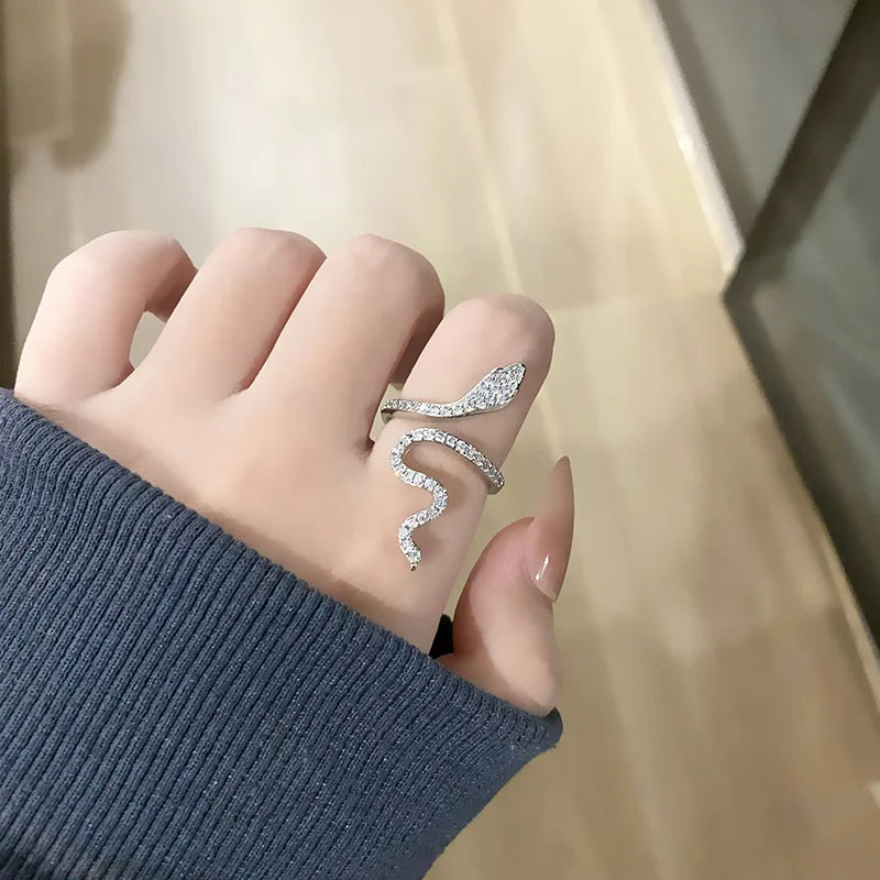 Stainless Steel Open Snake Ring for Women Girls Gothic Punk Adjustable Animal Ring Personality Accessories Fashion Jewelry Gifts TAVEN System LLC