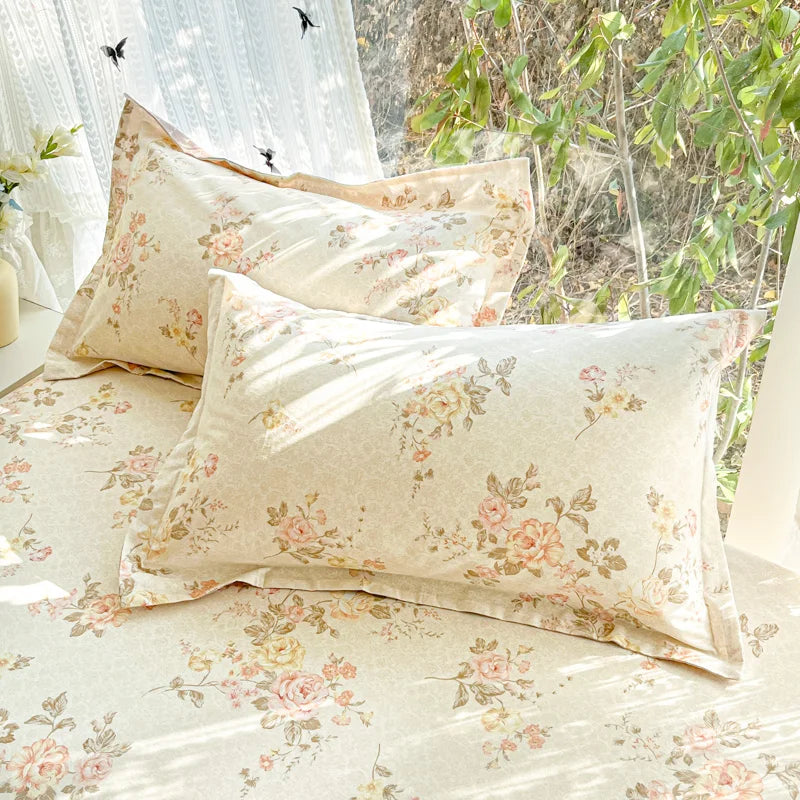 100 % Cotton Bedding Set Duvet Cover Set Luxurious Natural Floral Design Duvet Cover Pillowsham Pure Cotton Comfort Wrinkle Free TAVEN System LLC