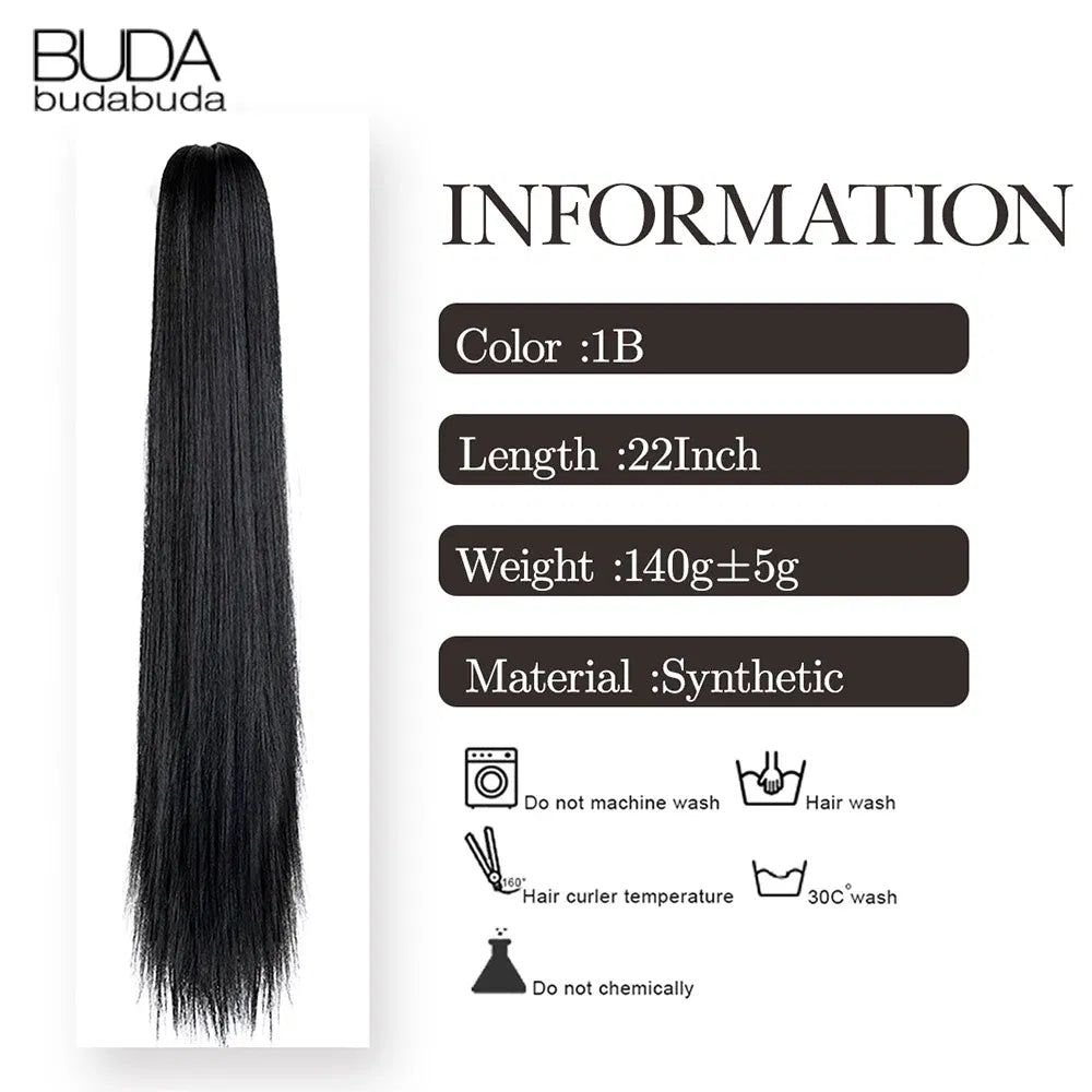 Color: T1B/613, Bulk Buy: 1pc - 22Inch Synthetic Ponytail Hair Extension Long Straight Claw Clip Ponytail Heat Resistant Natural Wave For Women Blonde Hairpiece Taven
